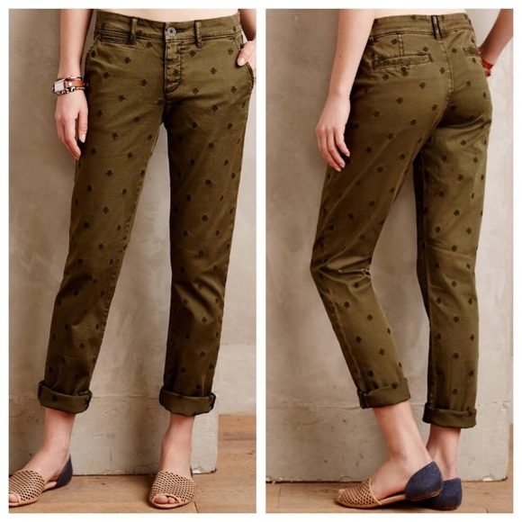 Anthropologie Pants - Anthro Pilcro Hyphen Green Straight Pants Sz 29